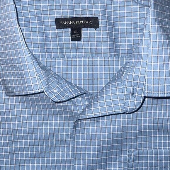Banana Republic button shirt Mens XXL Blue White Small Check casual /working - Picture 4 of 8